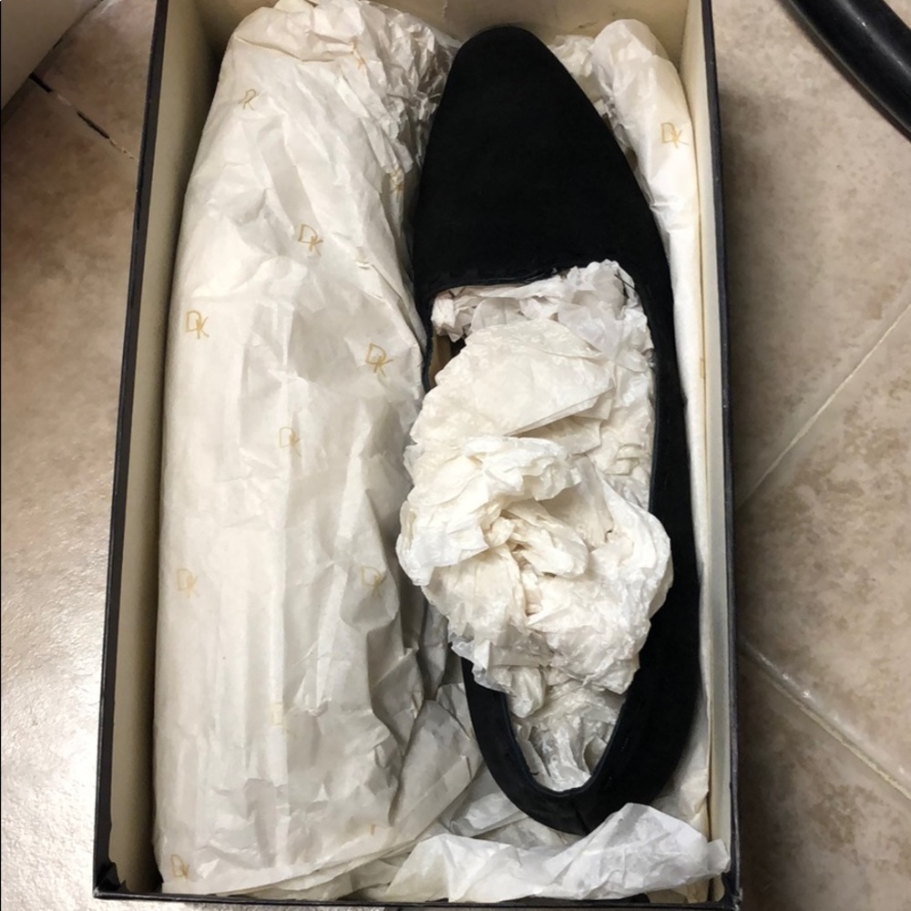 Donna Karan Black Suede Flats